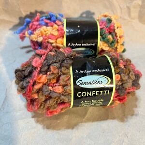 Sensations 2 Skeins Confetti Boucle Yarn‎ Multicolor Wool Blend 599 Lot 333